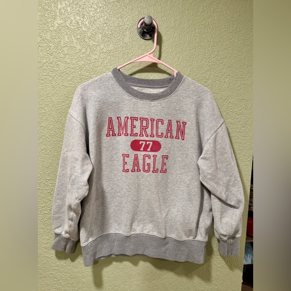 American Eagle Outfitters Gray Sweatshirt with Red Logo